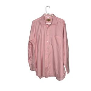Men’s Paul Stuart Size 17 34 Pink/White Printed Cotton Dress Shirt